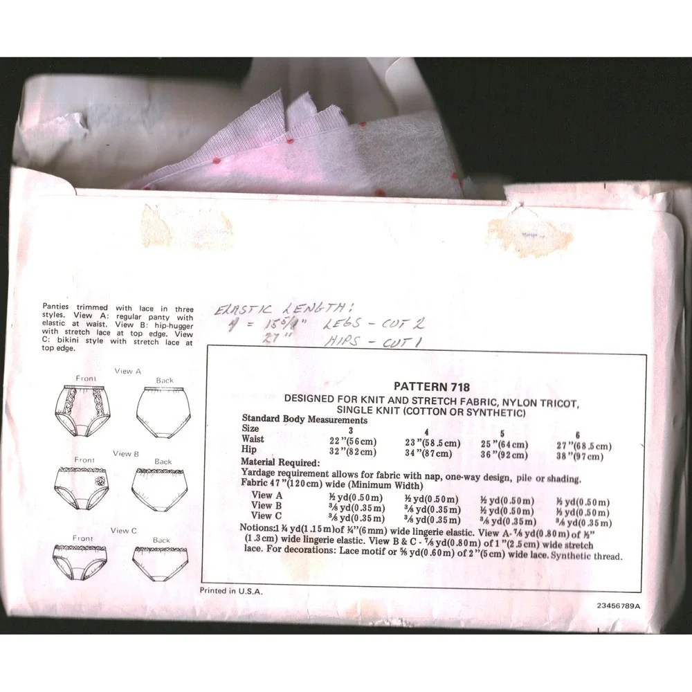 Vintage Kwik Sew 718 Panty Pattern Kerstin Martensson Bikini Hip-Hugger Size 3-6